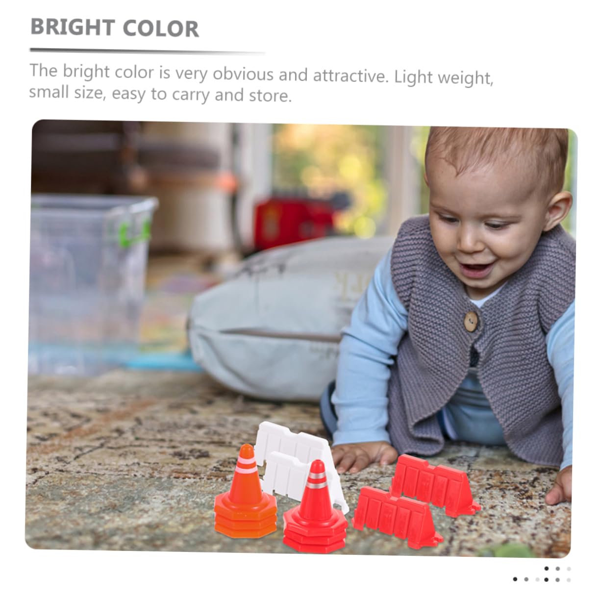 KOMBIUDA 50pcs Miniature Roadblock Signs Set PP Traffic Cones & Barricades for ' Car Models Parking Scenes and Educational Play