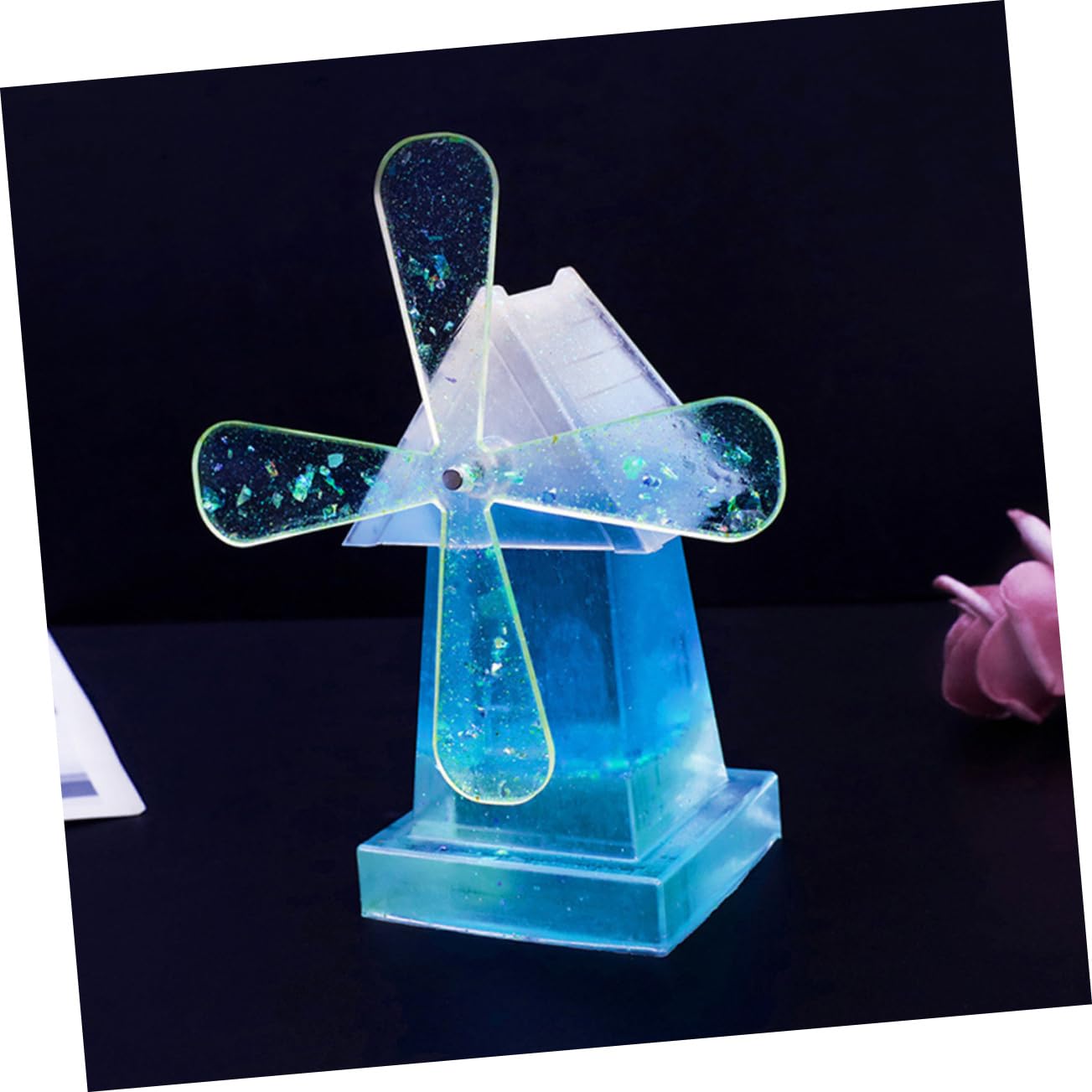 Lurrose 4ensembles Moule Silicone pour Windmill Moulage Rotatif avec Accessoires pour Décorations Artisanales Facile à Démouler Et Réutilisable