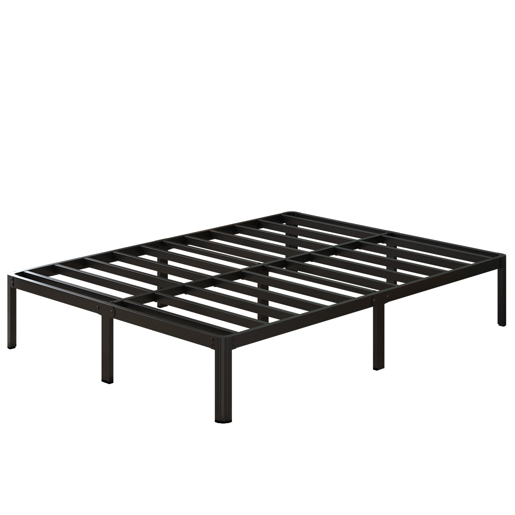 Lutown-Teen Struttura Letto Matrimoniale 180 x 200 cm, Con Gambe Rotonde- Altezza 36 cm, Rete Matrimoniale a Doghe in Metallo, Nero