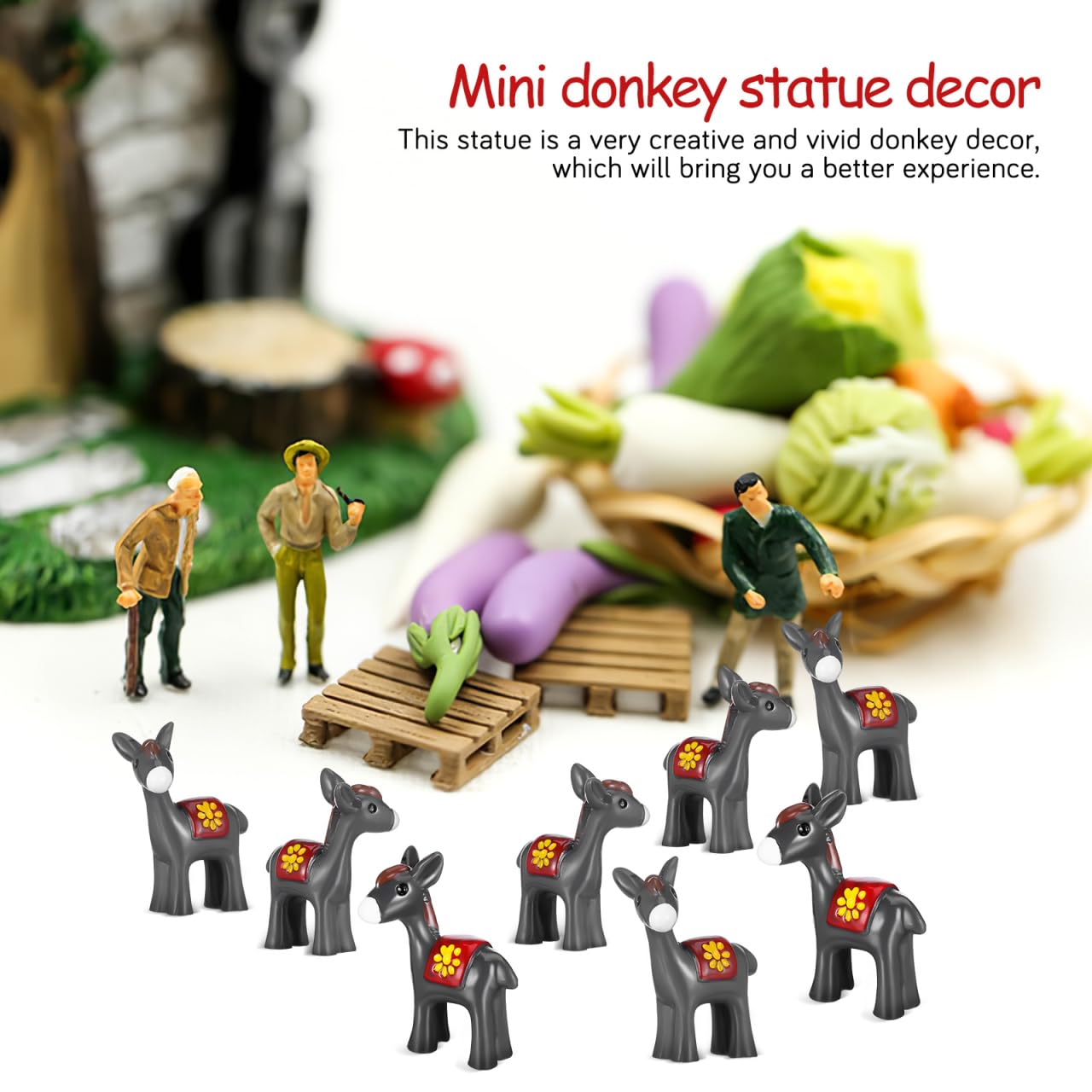 DECHOUS 50 Pcs Mini Donkey Figurines - Small Resin Statues For Fairy Gardens & Decor - View #11