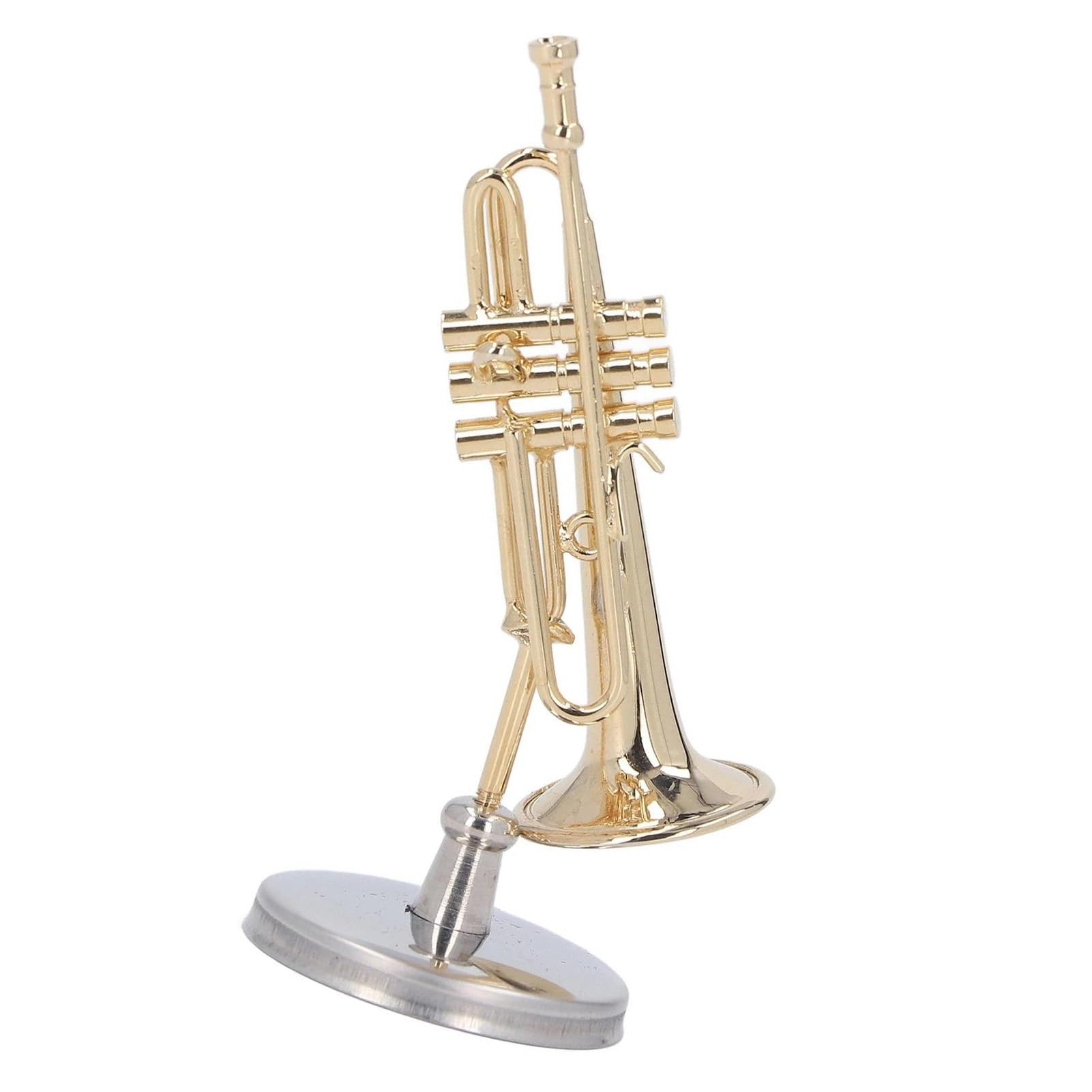 Ozdoby na instrumenty muzyczne Mosiężna miniaturowa trąbka z etui na stojak ozdoba na instrument muzyczny