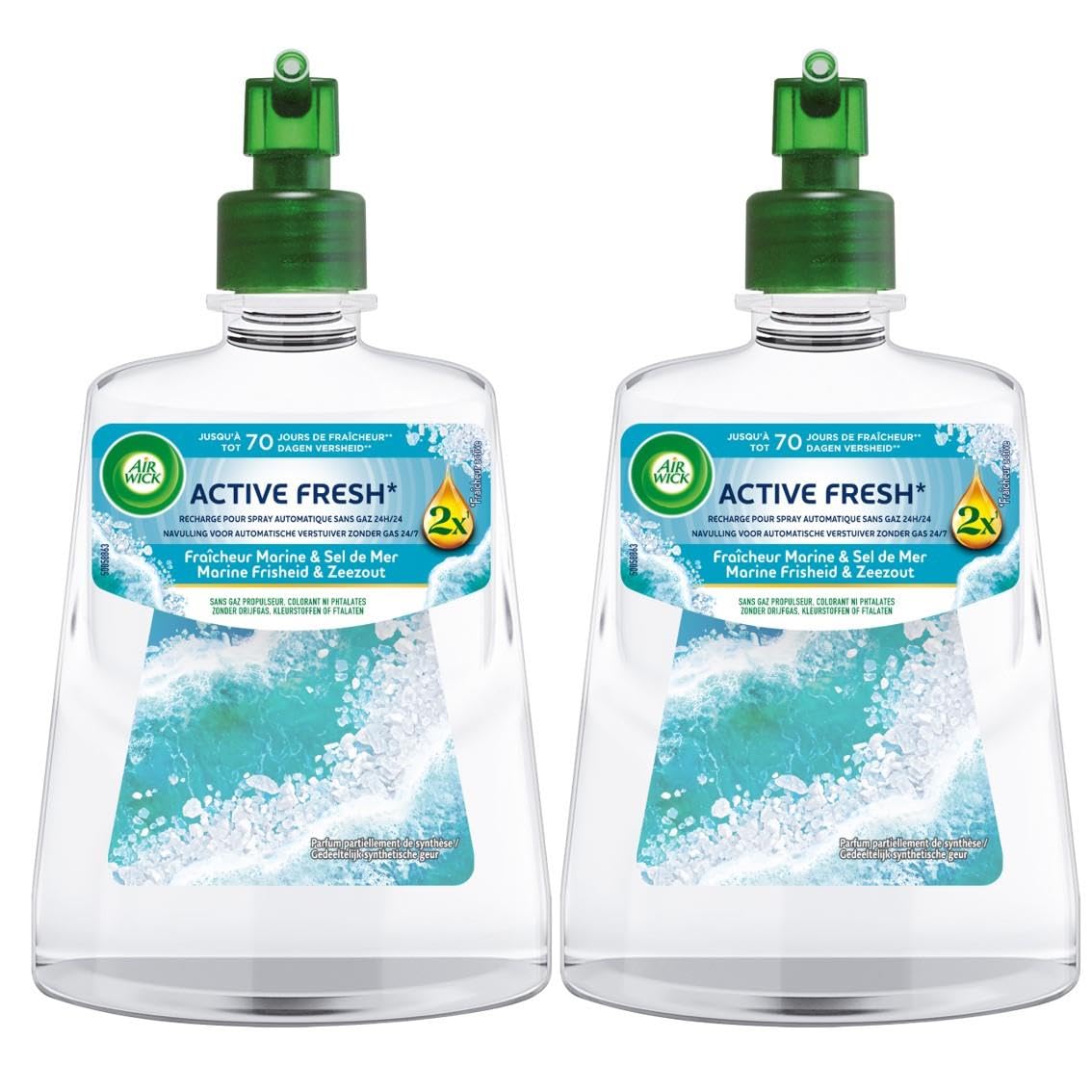 Air Wick 2 ricariche per spray automatico senza gas freschezza, marina