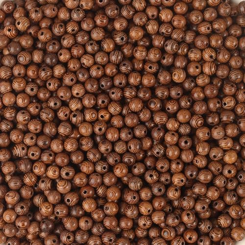 Dahi 1000pcs 6mm Dark Brown Wooden Beads Undyed Natural Stripe Wood Bead
