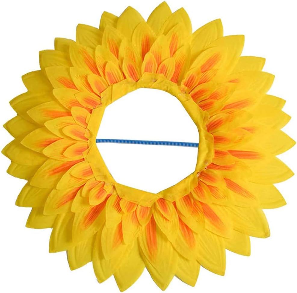 FASTFIRE Sunflower Headgear, Funny Performance Props, Sunflower Hat Hood for Dance Party Festival Games Kids Teens Adults (58cm)