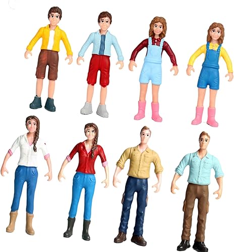Miniatura 6 de Figura de juego de rol de modelo de granjero simulado, 8 piezas, pintada a mano, figura realista pintada a mano, personaje de granja para diseño de