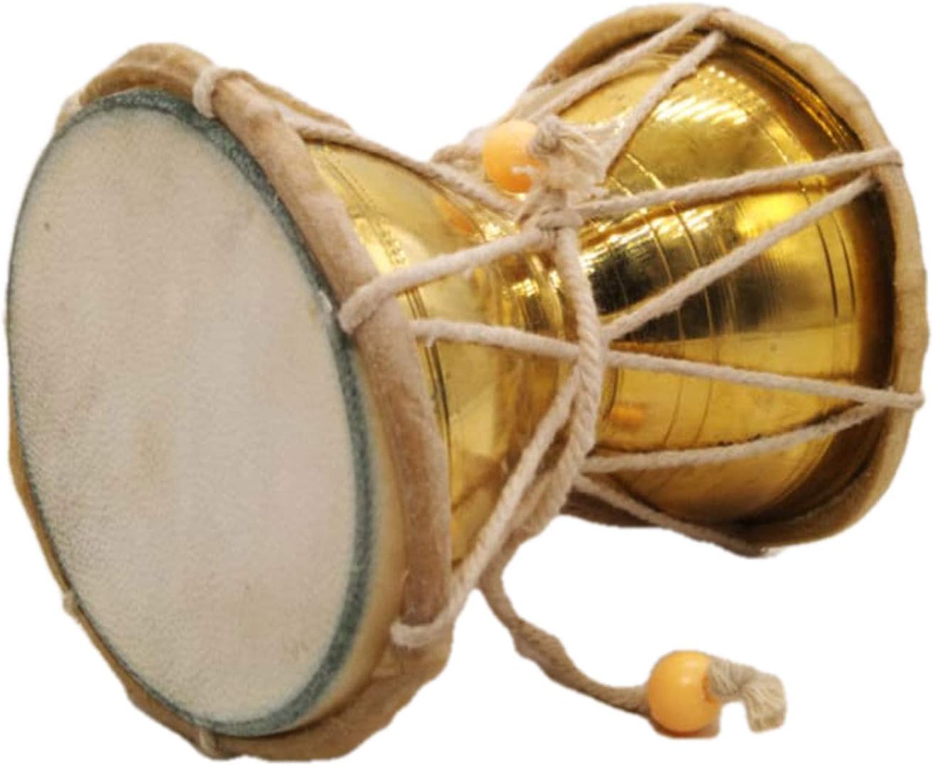 India Meets India Handmade Gold Damroo Shiva Damru Pooja Musical Damaru by Awarded Indian Artisan