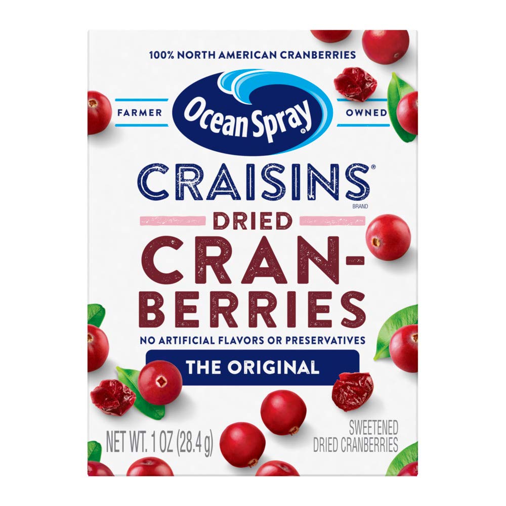 Ocean Spray Craisins Dried Cranberries, Original Brick Pack, 1 Ounce (Pack of 12)