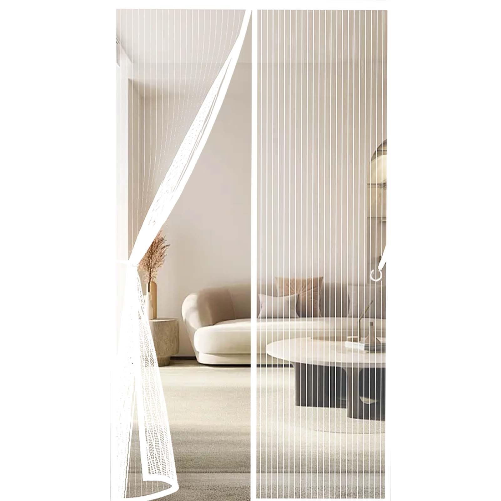 Feijdon White Magnetic Screen Door 109 X 195 Cm Powerful Magnets And Full Frame Magic Tape, No Drill Installation Screen Doors With Magnets Lets Fresh Air In, Hundreds Of Sizes,