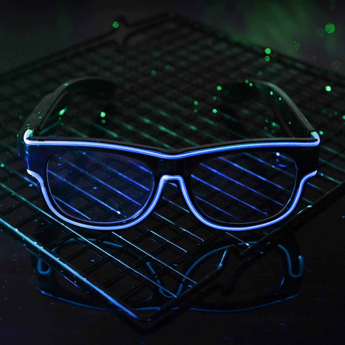 Ainiv Wireless Light up Glasses, Luminous El Wire Neon Party Rave Glasses, 3 Lighting Modes - Image 2
