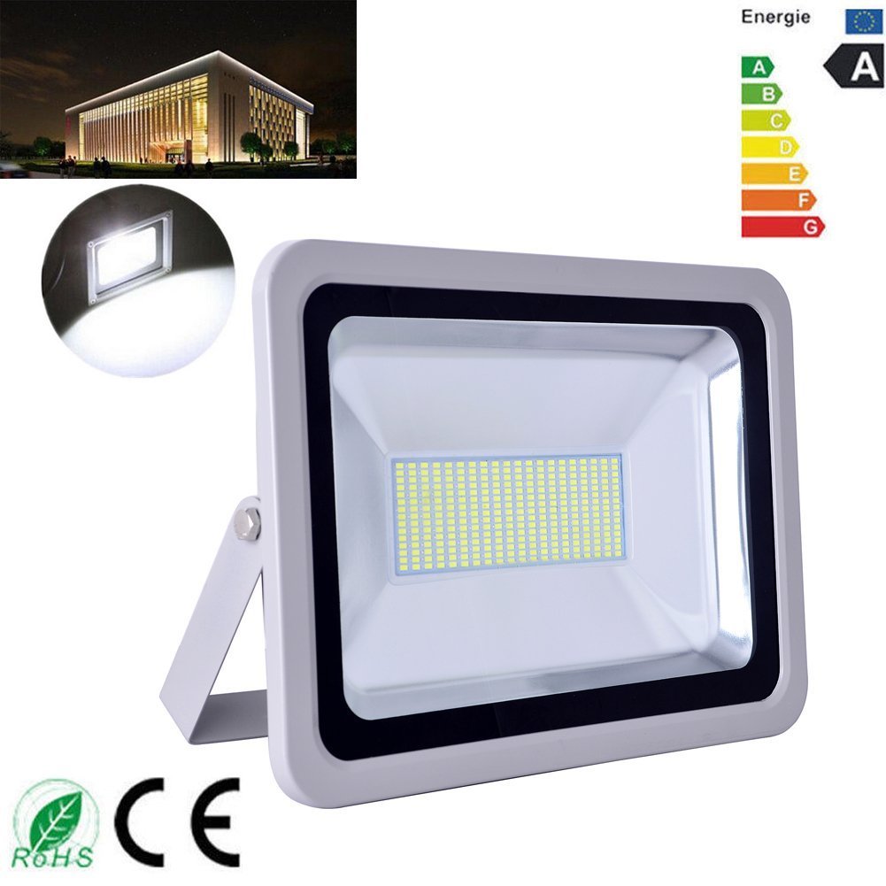 Beisaqi 4X 150W LED Flood Lights,Waterproof 110V Cool White SMD LED Flood Light Lamp Outdoor Security Garden Floodlight (6000-6500K) (4 pcs)