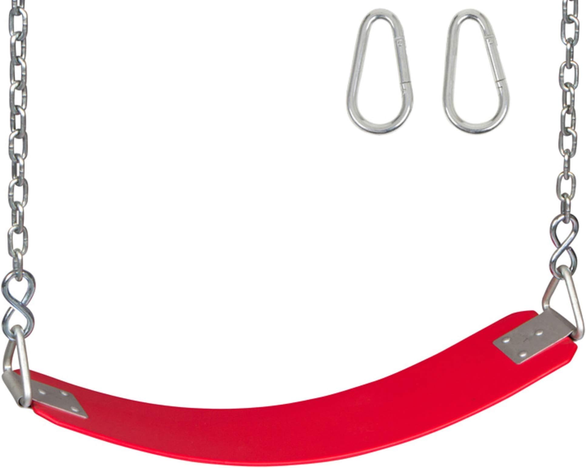 Swing Set Stuff Inc. Commercial Rubber Belt Seat with Chains & Hooks SSS Logo Sticker Playground Swing, Red
