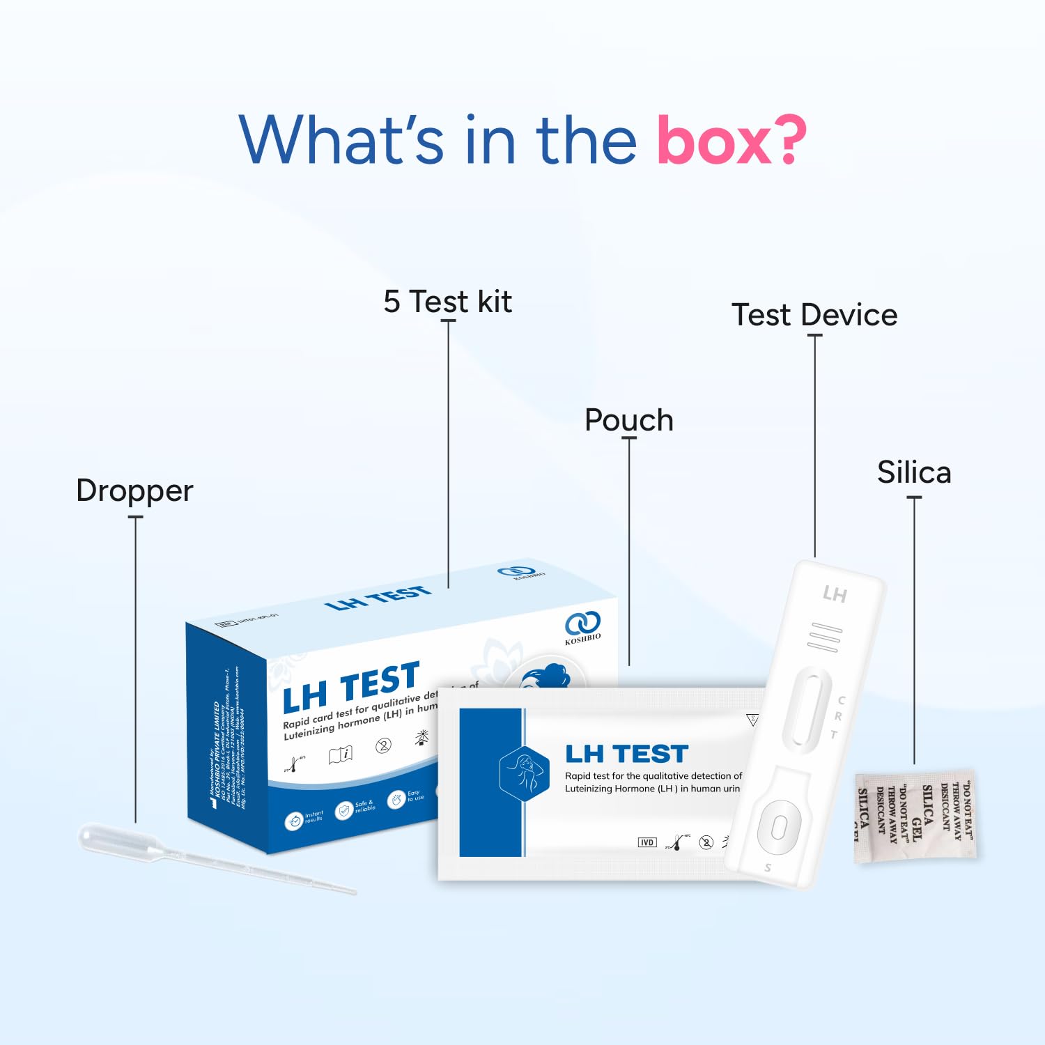 Koshbio LH Ovulation Test Kit for Women | Pregnancy Planning & Ovulation Test | Rapid & Accurate Results in 5 Mins | Single Step Ovulation Kit Pack for Home | Pack of 5 3