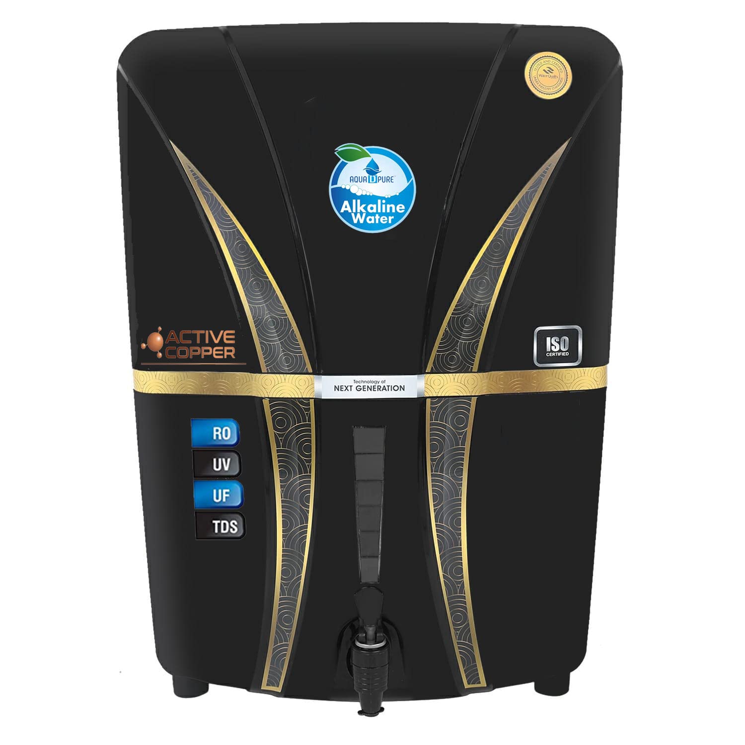 Aquadpure AQUA D PURE Copper +Alkaline Ro Water Purifier With Uv, Uf, Tds Adjuster 12L | 8 Stage Purification | Suitable For All Type Water Supply