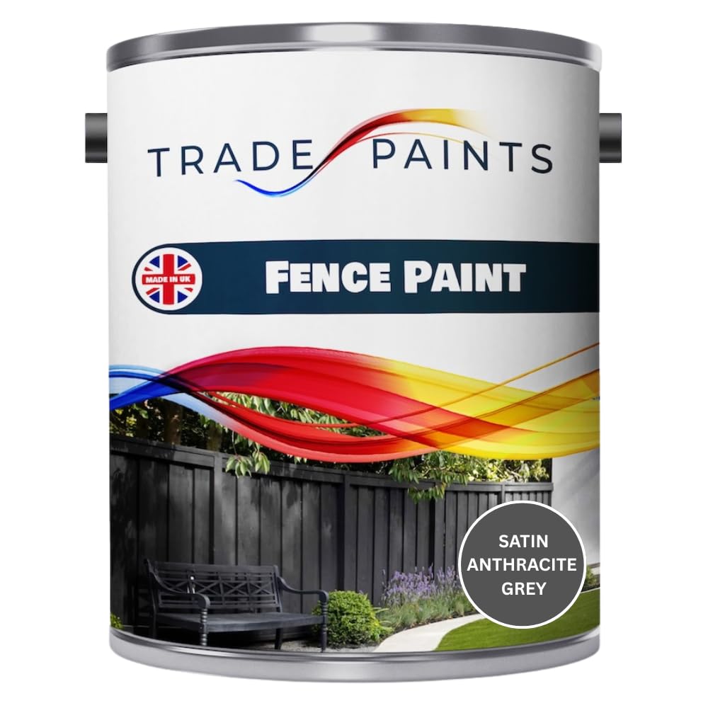 Fence Paint - Satin Anthracite Grey - 5L - Waterbased ECO Friendly – Durable Wood & Timber Protection – Outdoor Garden Paint
