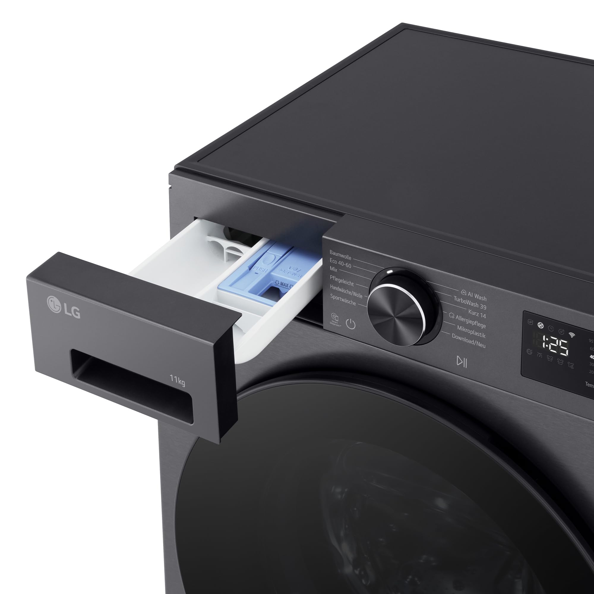 LG F4WX701YB Waschmaschine (11 kg, Energieklasse A-40%, 1.400 U/Min.) mit AI Wash, TurboWash 360, Steam, ThinQ, Schwarz