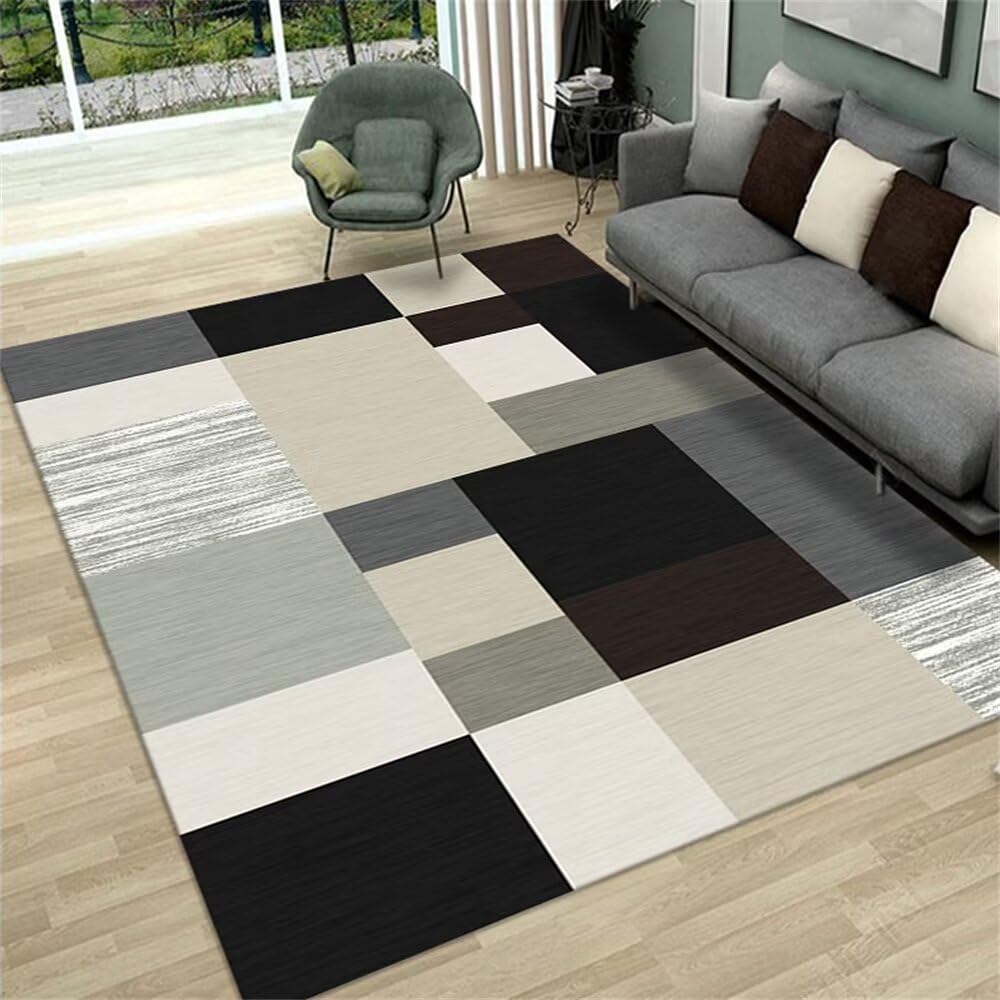 Tapis Chambre Fille Tapis Grande Taille Salon Tapis de Salon de Conception géométrique carrée colorée Accessoires de Chambre durables Tapis Moelleux 200X300CM