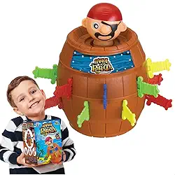 Pula Pirata Barril Grande Infantil Jogo de Mesa Brinquedo Pirata Clássico Retrô Educativo Presente Natal Dia das Crianças Menino Menina Jogo em Família Amigos