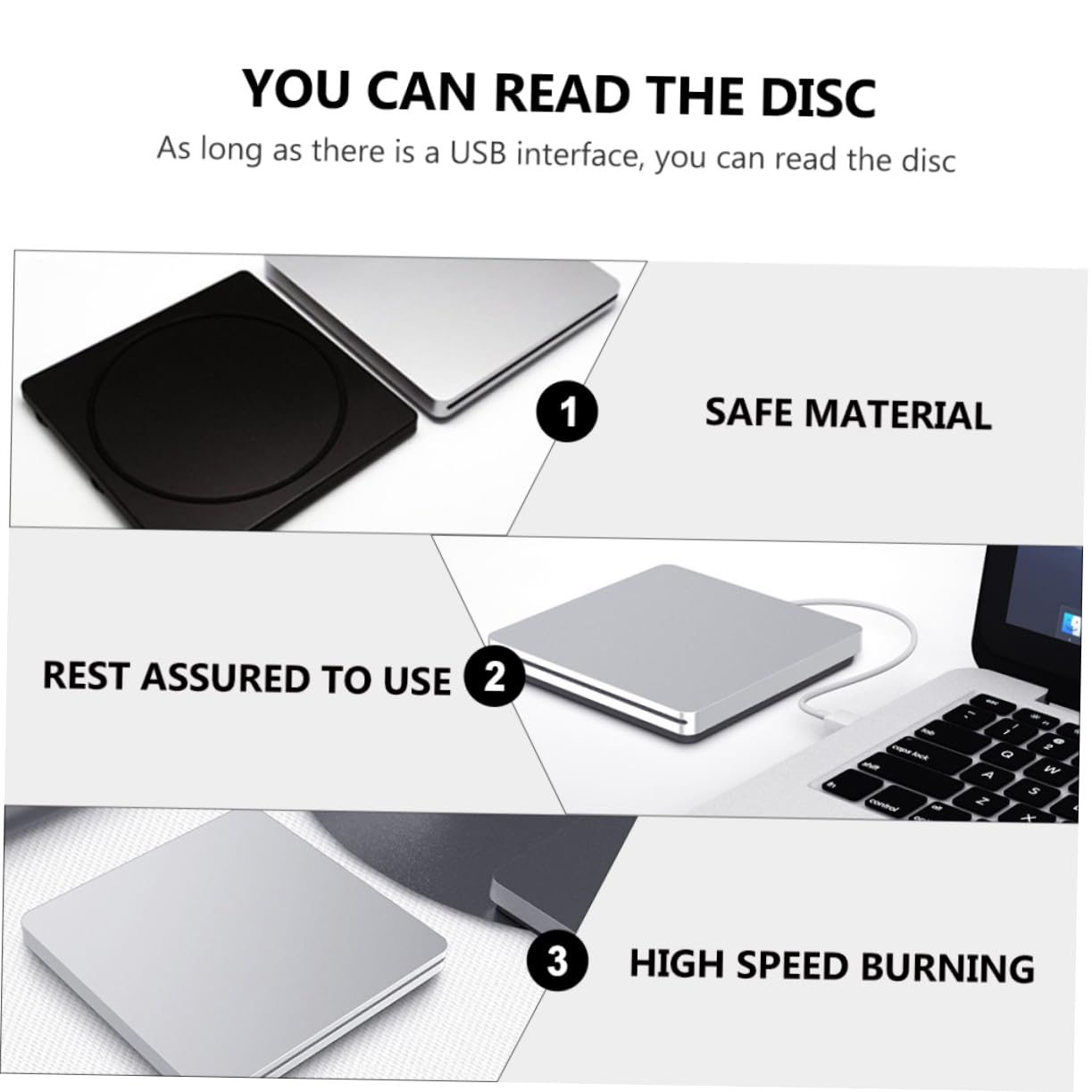 NUOBESTY Unità Dvd Portatile Masterizzatore Dvd Lettore USB per Computer Desktop Laptop Operativo Installazione Dati Veloce Materiale Duraturo Pratico Regalo Amici Familiari Trasporto