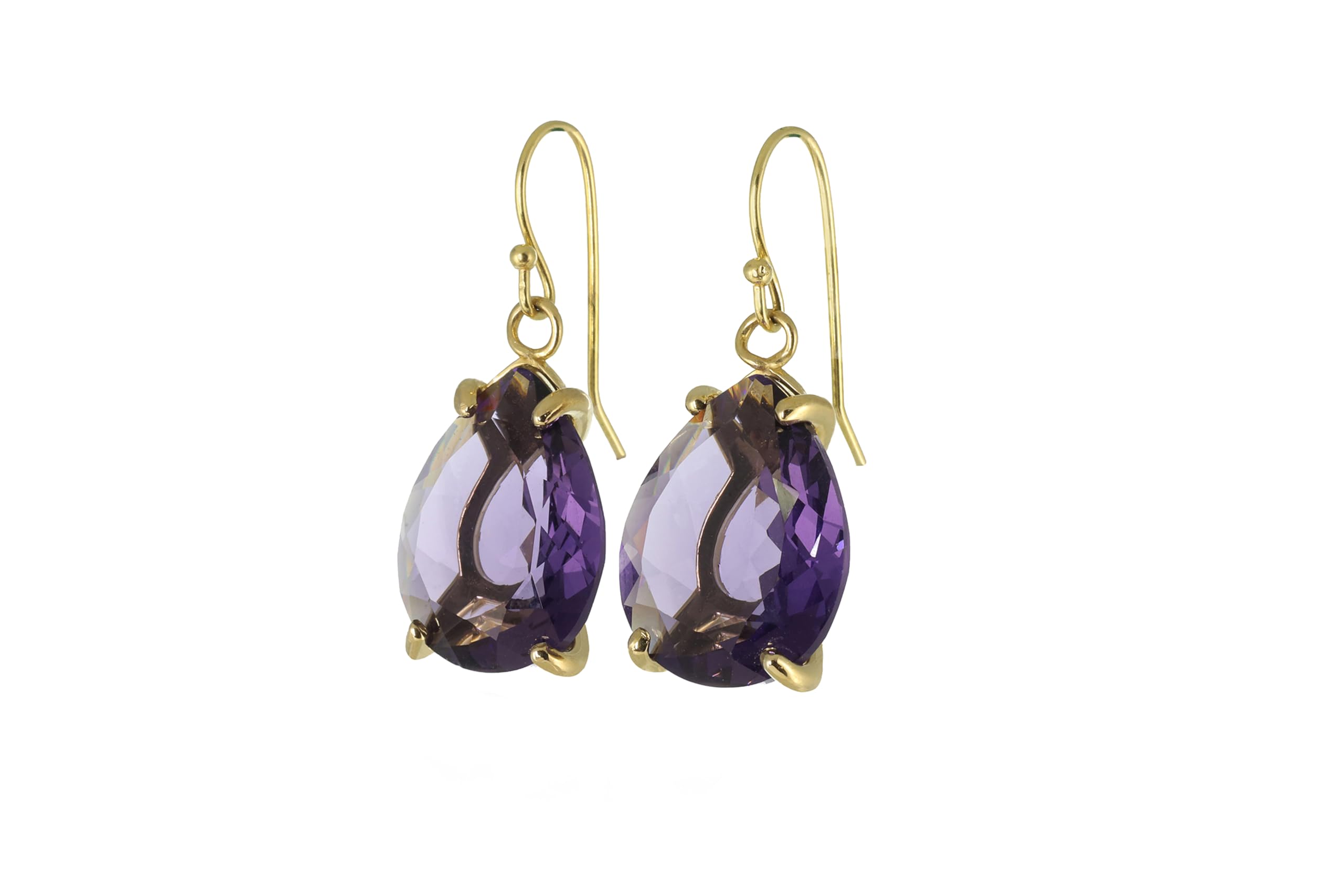 Pendientes de Oro 14k Amatista - Pendientes Colgantes Pera - Febrero Birthstone Pendientes - Profunda Piedra Púrpura Pendientes