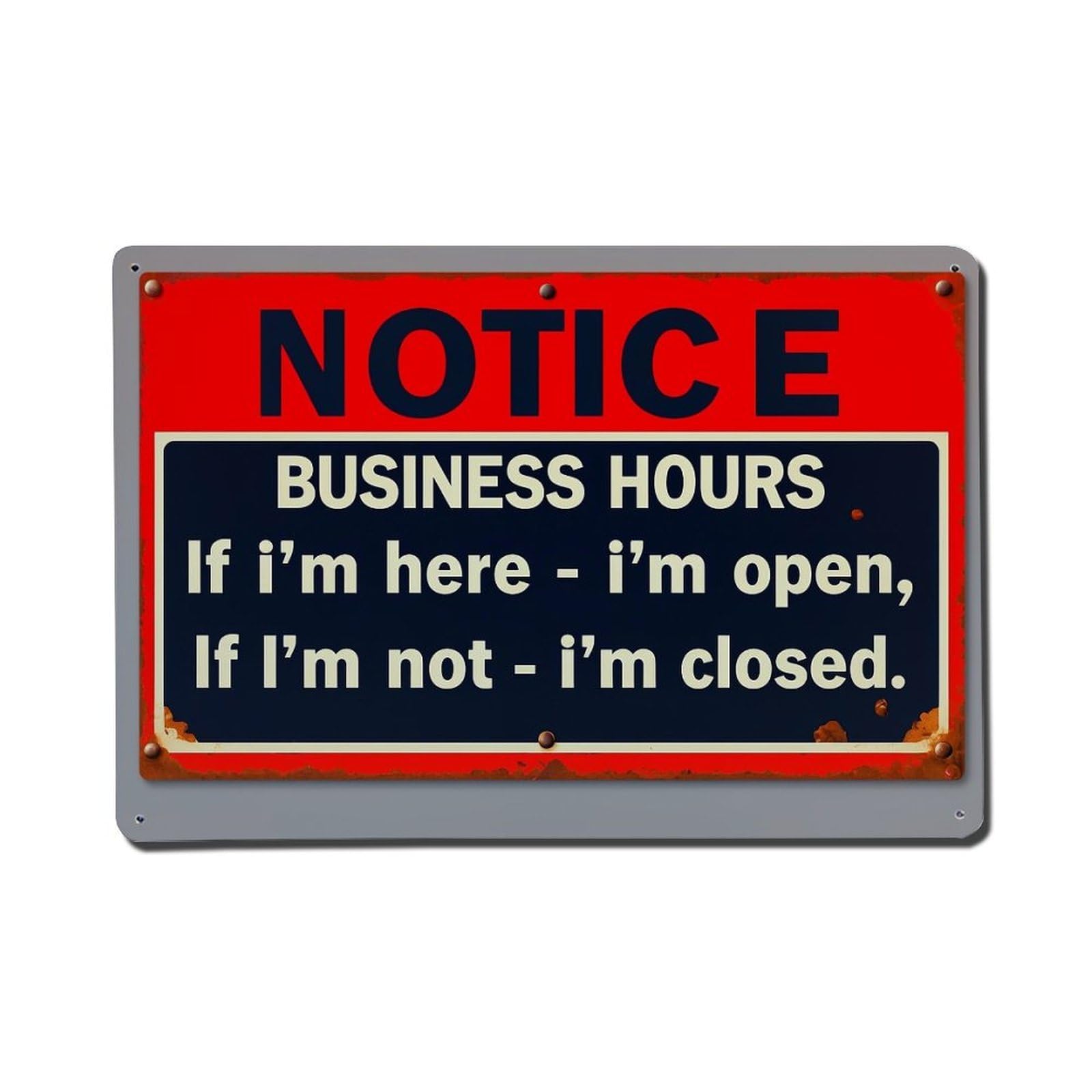 Notice Business Hours Sign Pattern Retro Metal Tin Sign, Vintage Decor Art Poster for Bar, Home, Man Cave, Kitchen, Laundry Room Gift 8x12Inch