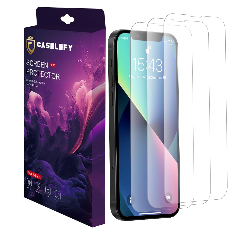 Caselefy 2.5D 9H Anti Scratch Ultra Strong Anti-Fingerprint Tempered Glass Screen Protector For iPhone 13/13 Pro/14 (3 pack)