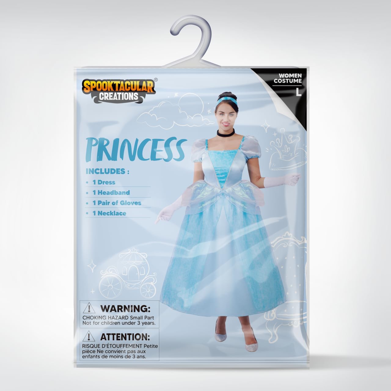 Spooktacular Creations Adult Princess Costume, Halloween Costume Woman Role Play, Blue Princess Dress - Image 5