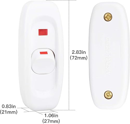 Miniatura 2 de Riccioofy - Interruptor de electrodomésticos, 5 unidades, botón de encendidoapagado, interruptor de cable en línea para lámpara de mesa, luz de