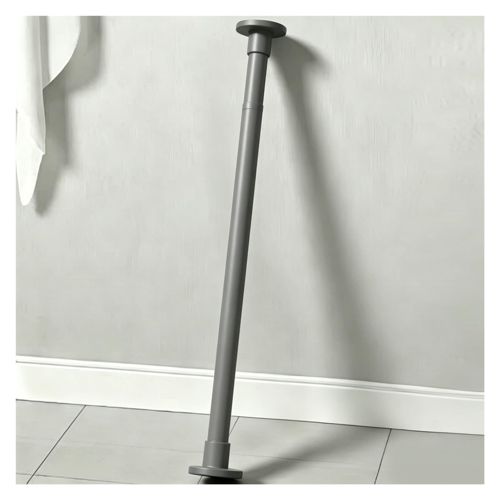 Adjustable Rod for Closet, Sturdy Carbon Steel Wardrobe Poles for Laundry/Balcony/Bedroom, No Drill Heavy Duty Tension Rods with Detachable Base(Gray,55.1-102.4in(140-260cm))