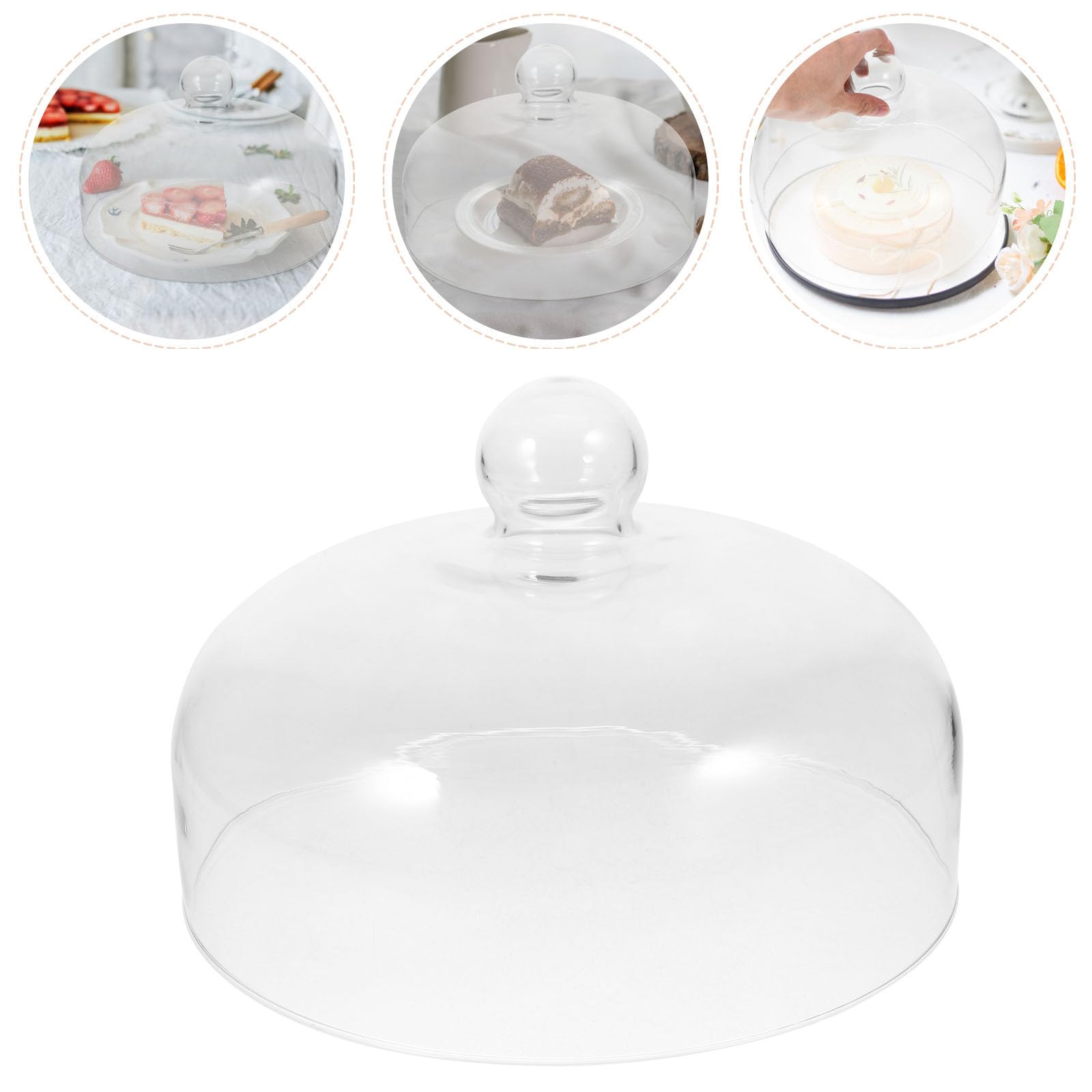 Cloche à gâteau en Verre 26 cm avec Couvercle Alimentaire Transparent et poignée Pratique pour la Protection des Desserts et Aliments