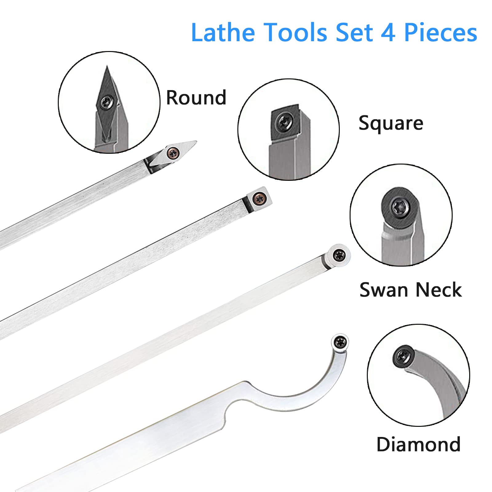Plaquettes Carbure 16 Pièces Kit de Fers à Tourner CNC pour Bois Vis M4