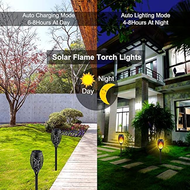 Kurifier Solar Lights Outdoor, 8Pack Solar Torch Light with Flickering Flame, Waterproof Solares Garden Light, Outdoor Solares Lights for Yard, Flame Torches for Outside Decor Decoration Patio Pathway