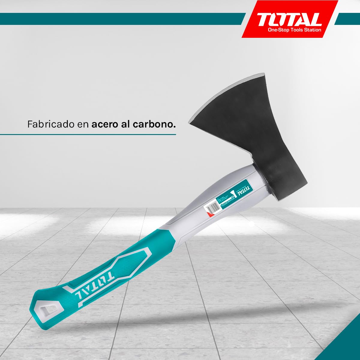 TOTAL - Hacha para leña - Acero al Carbono - Mango Bimaterial y Ergonómico - para tareas de Bricolaje, Camping y Jardinería - Peso: 1000 g