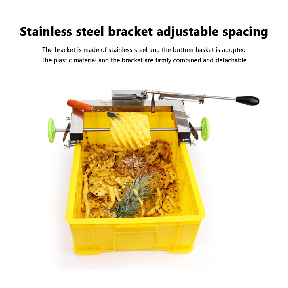 Fruit Shop Ananas-Peeling-Messer, automatische Drehschalenmaschine mit 4 Ersatzklingen Ananas-Hollower, professionelles Ananas-Peeling-Werkzeug