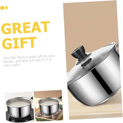 Miniatura 2 de HOMSFOU Olla de leche Calentador de leche Olla de cerámica Calentador de chocolate Olla de fusión Sartenes Sartén de metal Sartén Yukihira Sartén