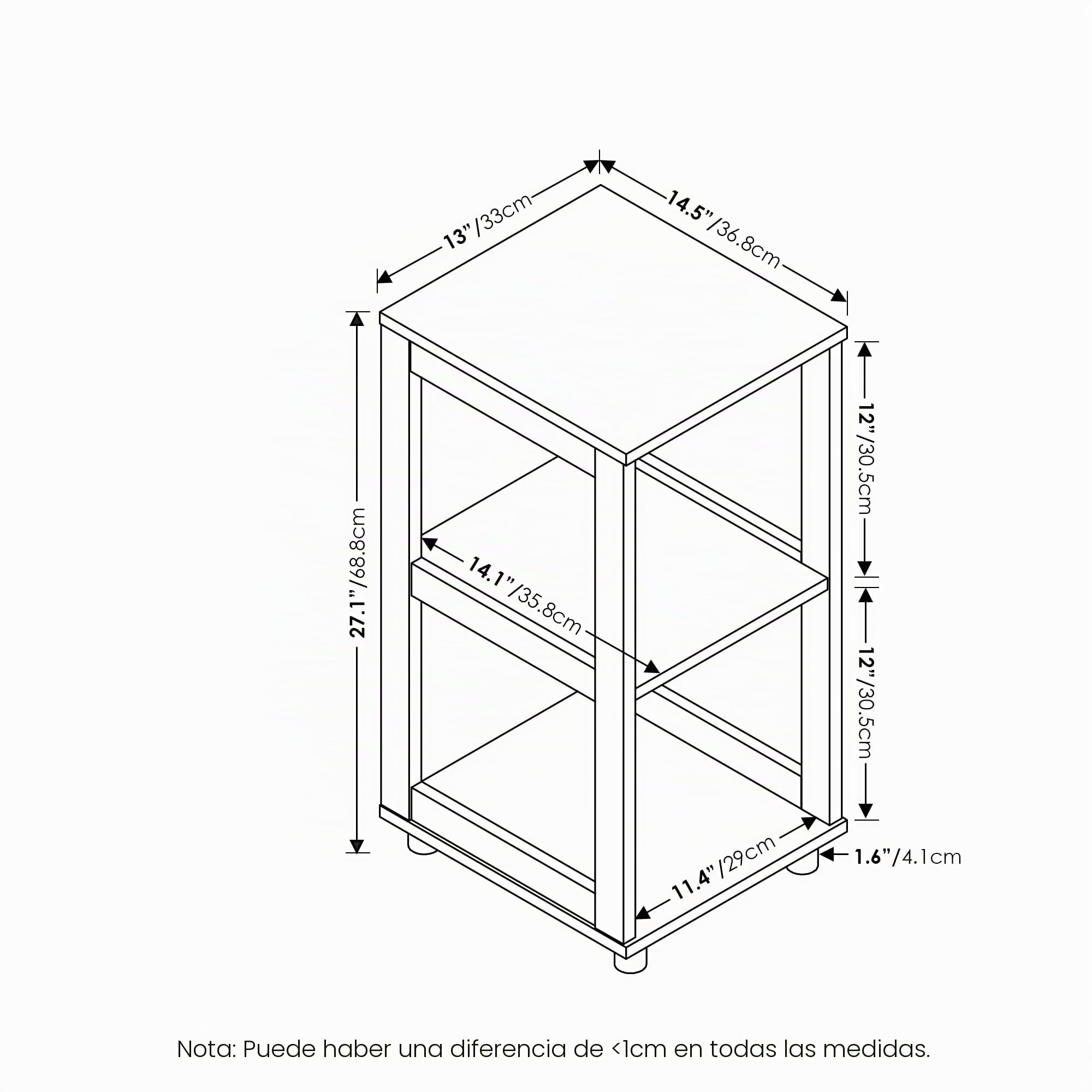 Furinno Romain Mesa Auxiliar, Madera de ingeniería, Espresso, 1 Pack