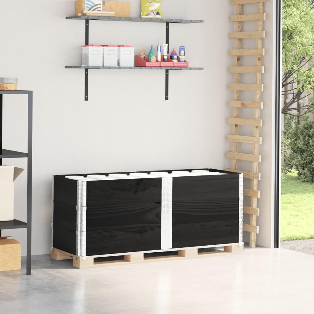 3 piezas de madera maciza de pino negro 150 x 50 x 60,5 cm plegable para almacén, logística, envío, carretilla elevadora y transpaleta