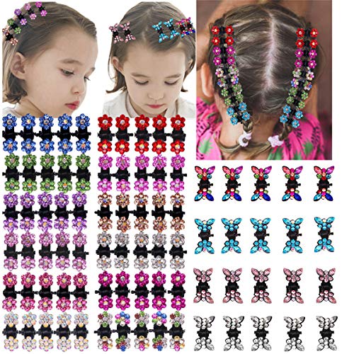 DeD 80pcs Flower Rhinestone Hair Clip Glitter Hair Bangs Clips Hair Accessories for Baby Girl Kids Toddlers
