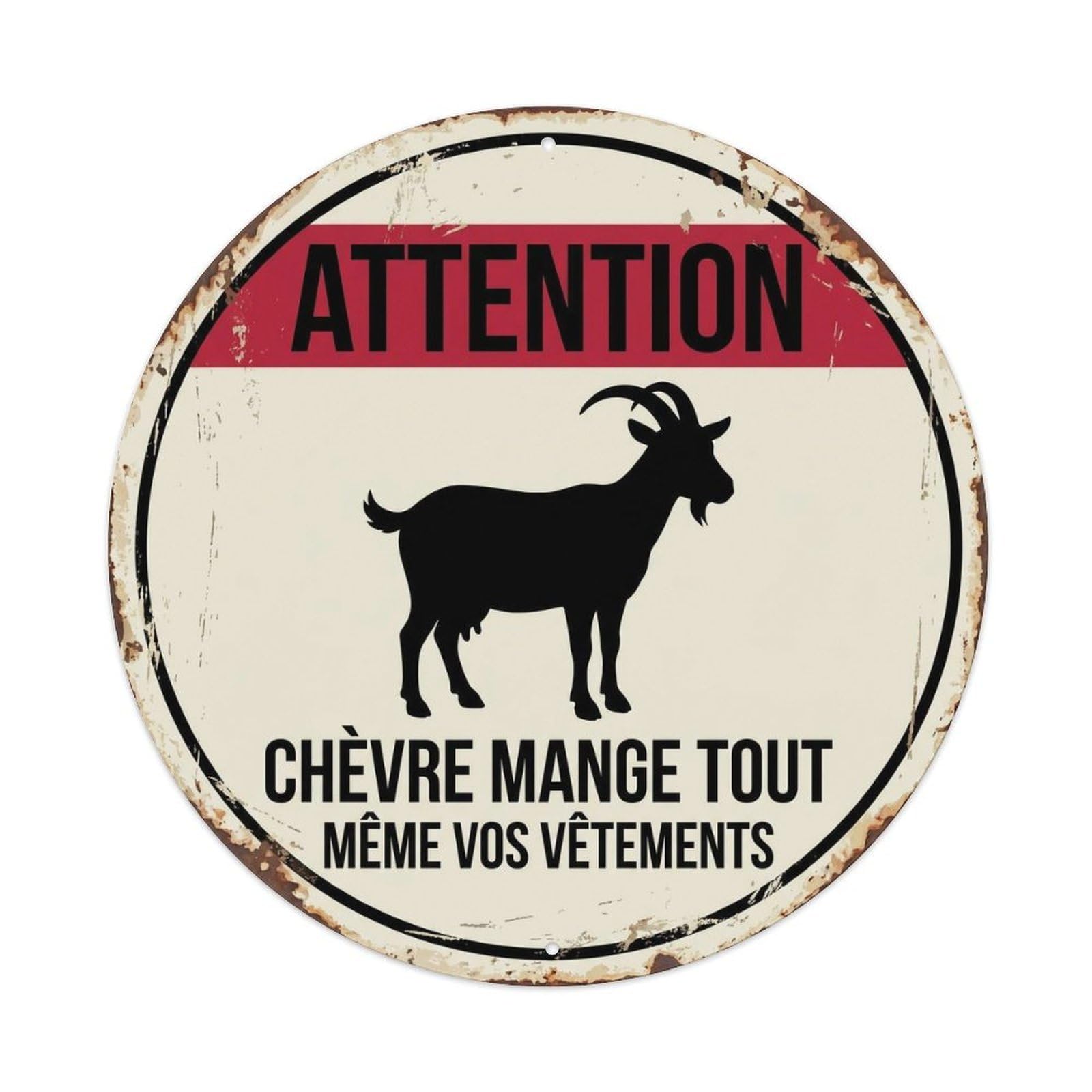 Vintage Stubborn Goat Eats Everything Metal Tin Sign