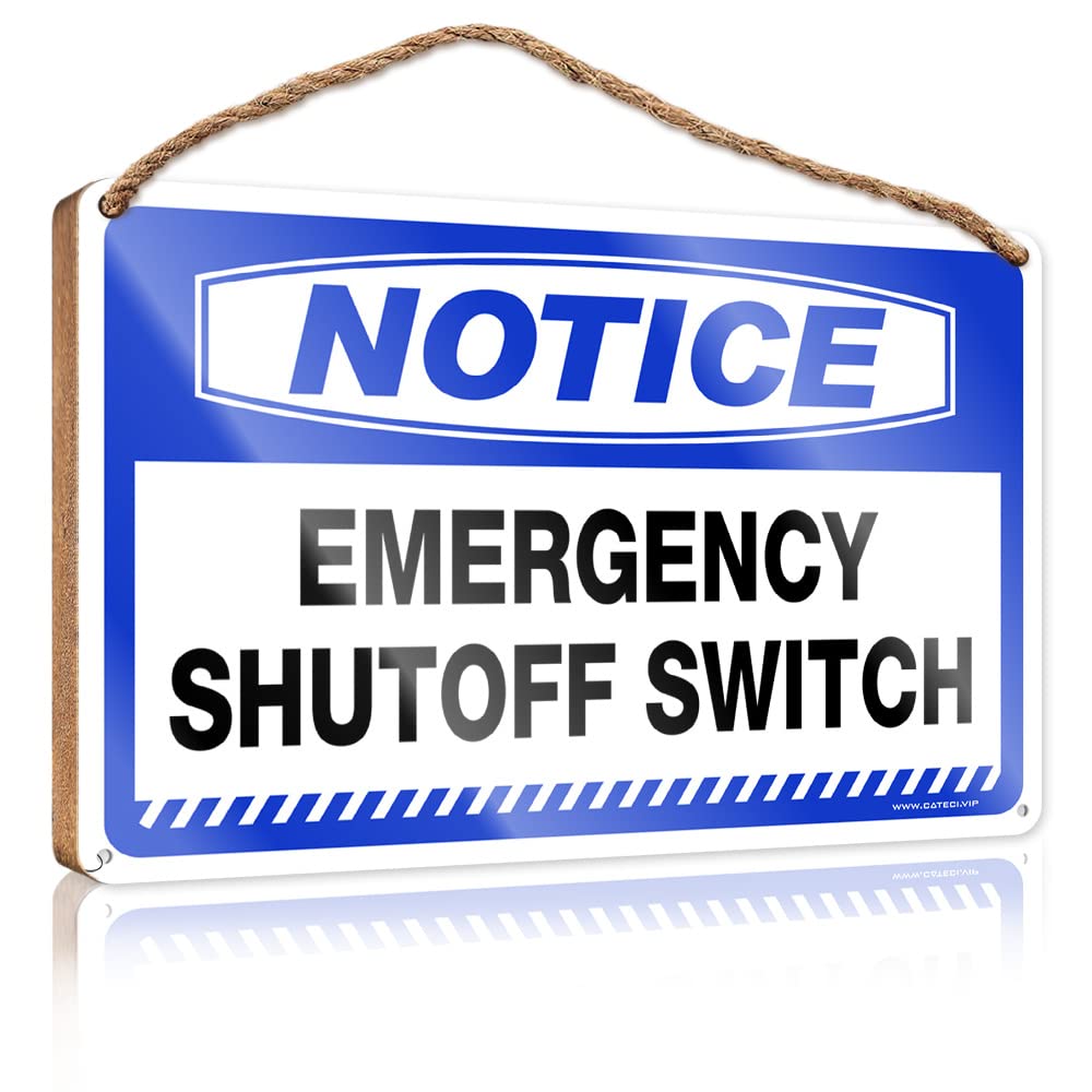 FZFN Door Sign For Bedroom Notice Emergency Shutoff Switch Wooden Sign Wall Hanging Decor Sayings Farmhouse Bathroom Sign(23X35CM)