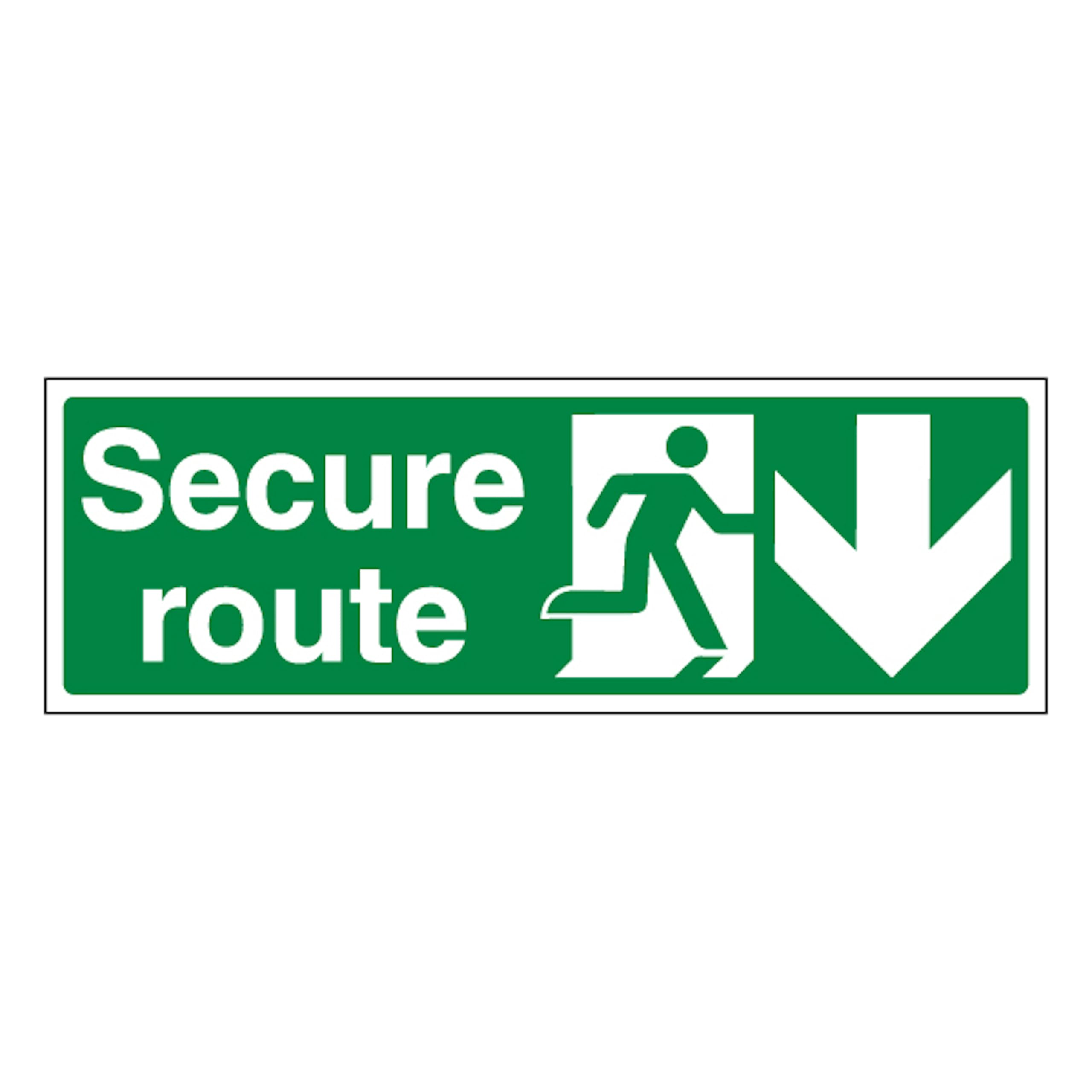 V Safety Secure Route Arrow Down 450 x 150 mm - Glow In The Dark 1mm Rigid Plastic Safety Sign