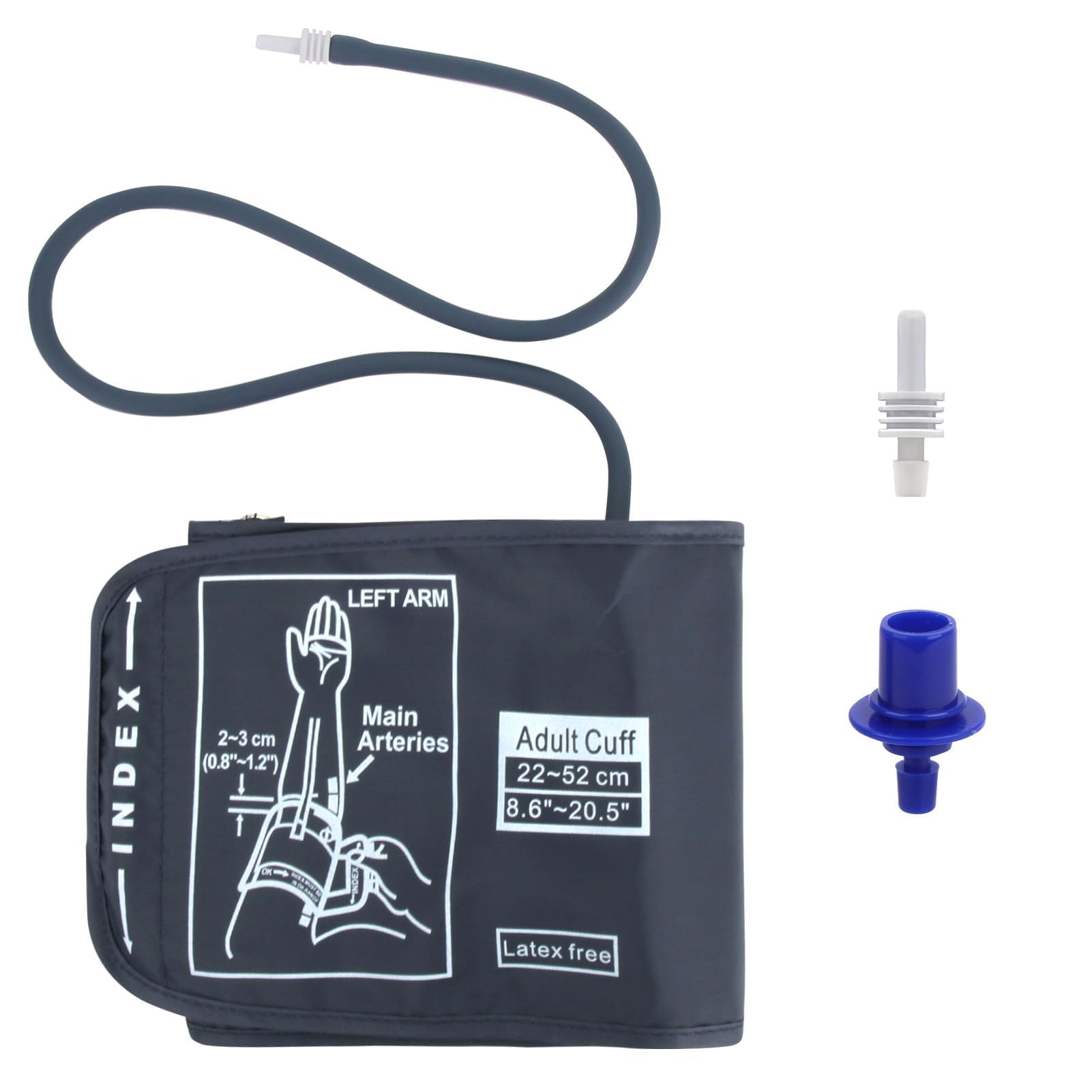 Monitor De Presión Arterial Manguito 22-52cm, Manguito Tensiometro Extra Grande Manguito de Esfigmomanómetro, Manguito Tensiometro de Brazo Grande para Personas Mayores para Uso Doméstico XL Azul