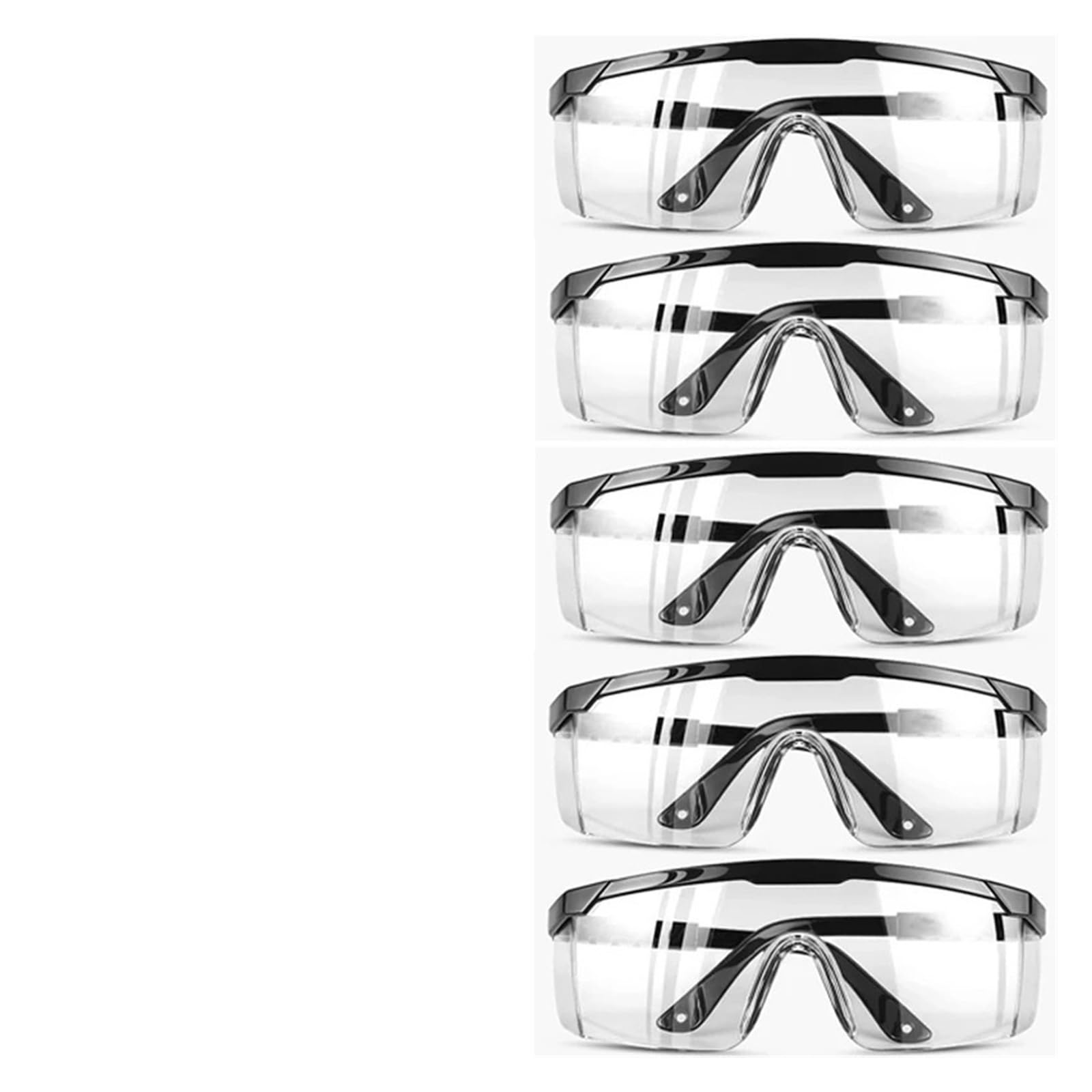Gafas de seguridad, 5 gafas de seguridad for el trabajo, antisalpicaduras, resistentes al viento y polvo, con montura for ciclismo(Black)