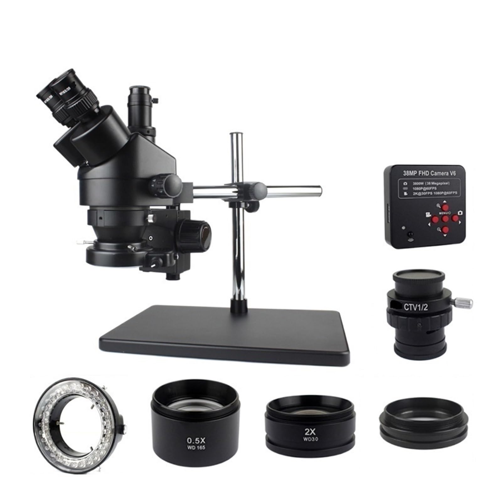Mikroskop Cyfrowa Kamera Mikroskopowa USB Simul-Focal Trinocular Mikroskop Stereoskopowy Do Lutowania Naprawa Przemysłowa Mikroskopia(3.5X-90X 38MP)
