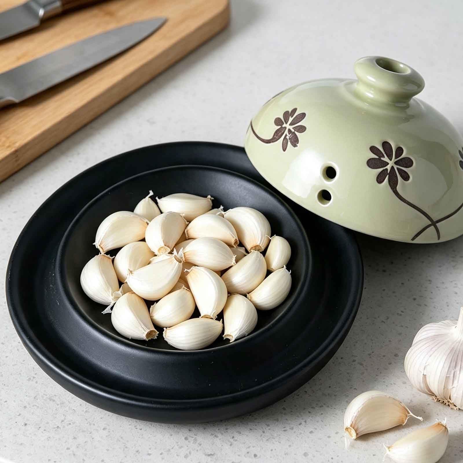 Olla for ajos con tapa, recipiente de almacenamiento, recipiente for conservación de alimentos frescos