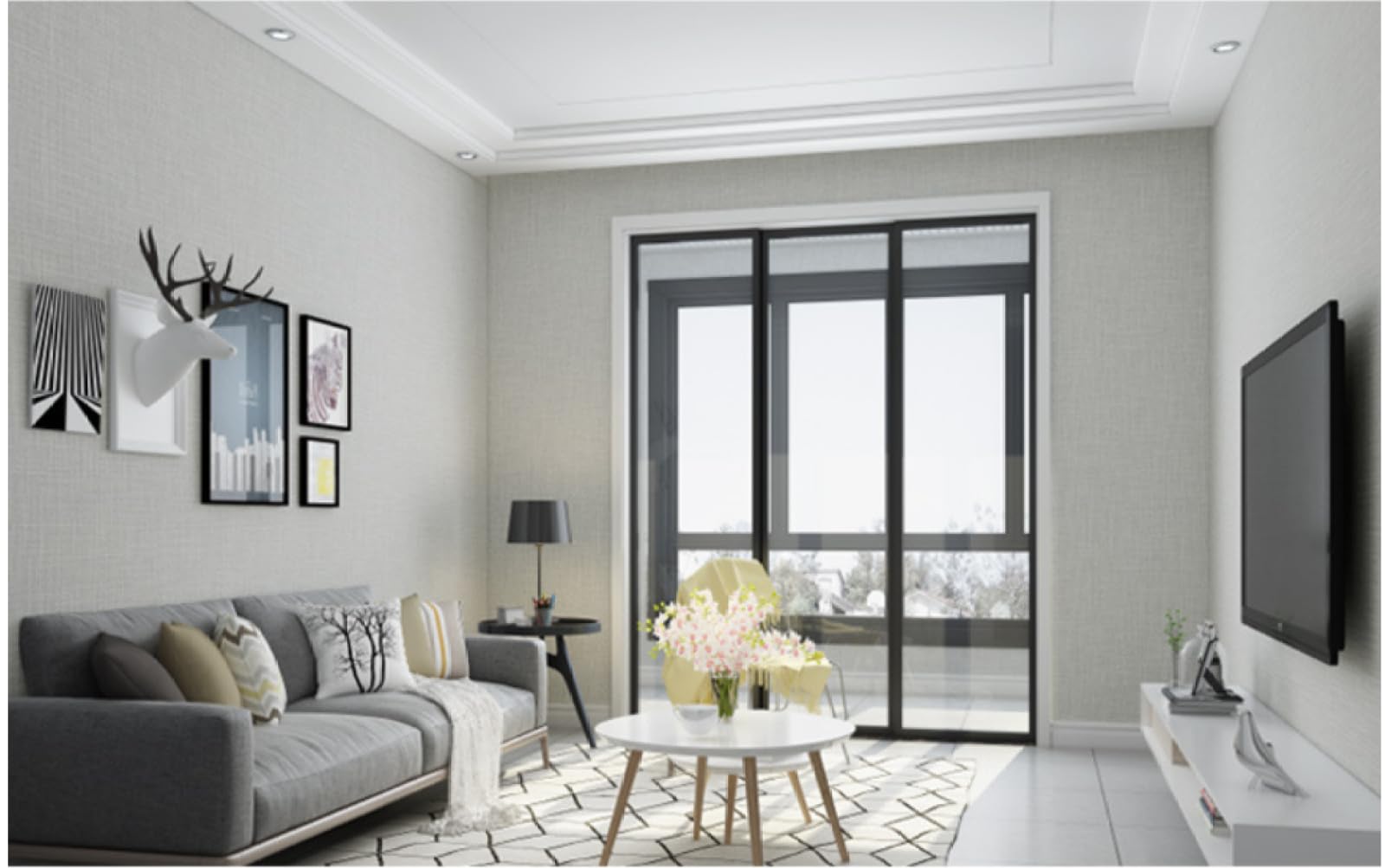Papier Peint intissé Beige Gris uni, Motif 3D, pour décoration de Chambre, Salon, TV, 0,53 × 9,5 m