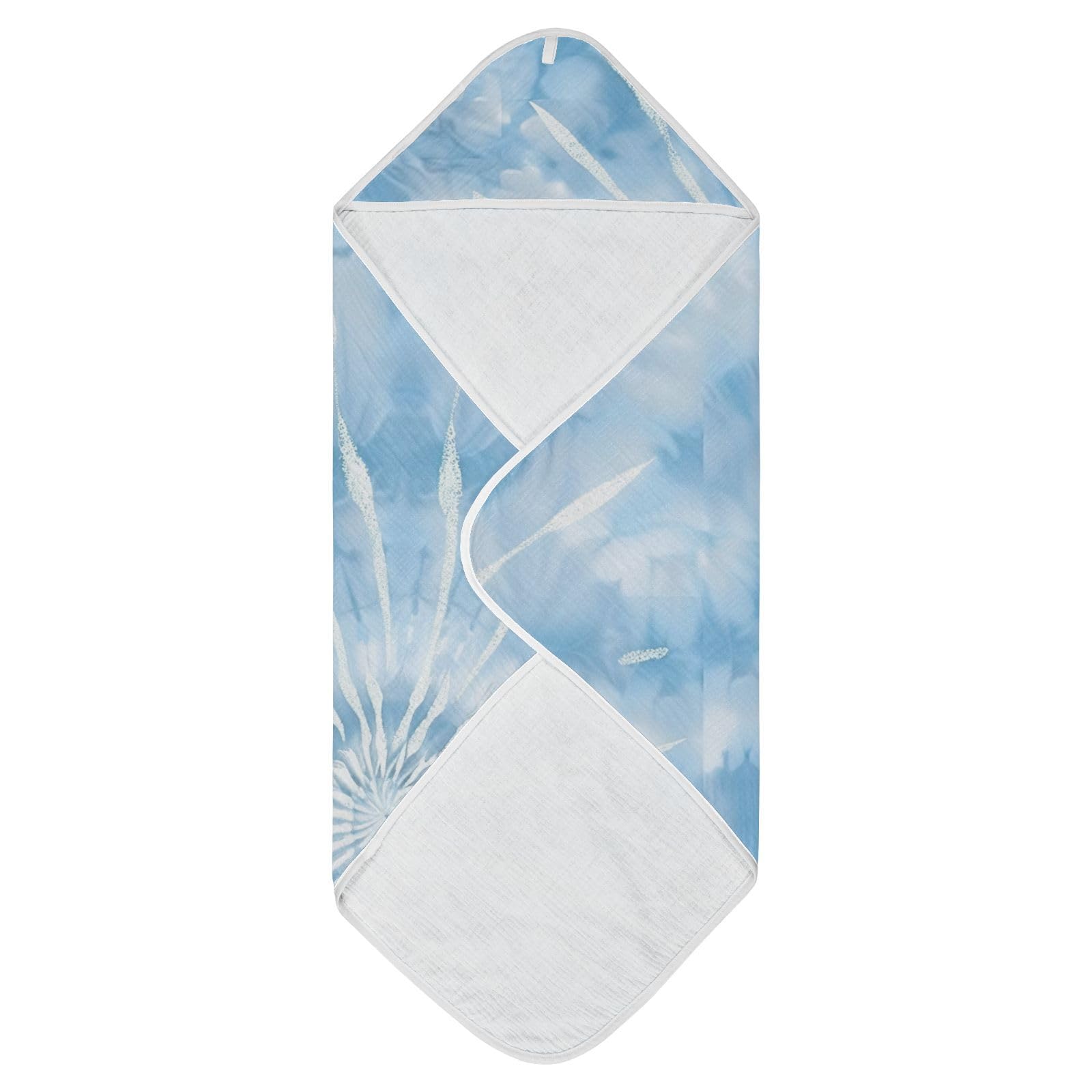 PaChyLuu Light Blue Tie-dye Baby Hooded Towel Soft Cotton Baby Towels Ultra Absorbent Bath Towel for Babies Boys Girls, 30x30 Inch