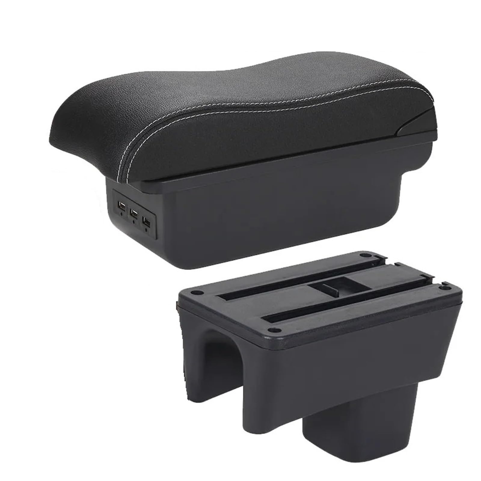 Arm Rest for Car For Suzuki For Swift 2005-2025 Armrest Curved Surface Storage Box Dedicated Armrest Box(B Black white 3USB)