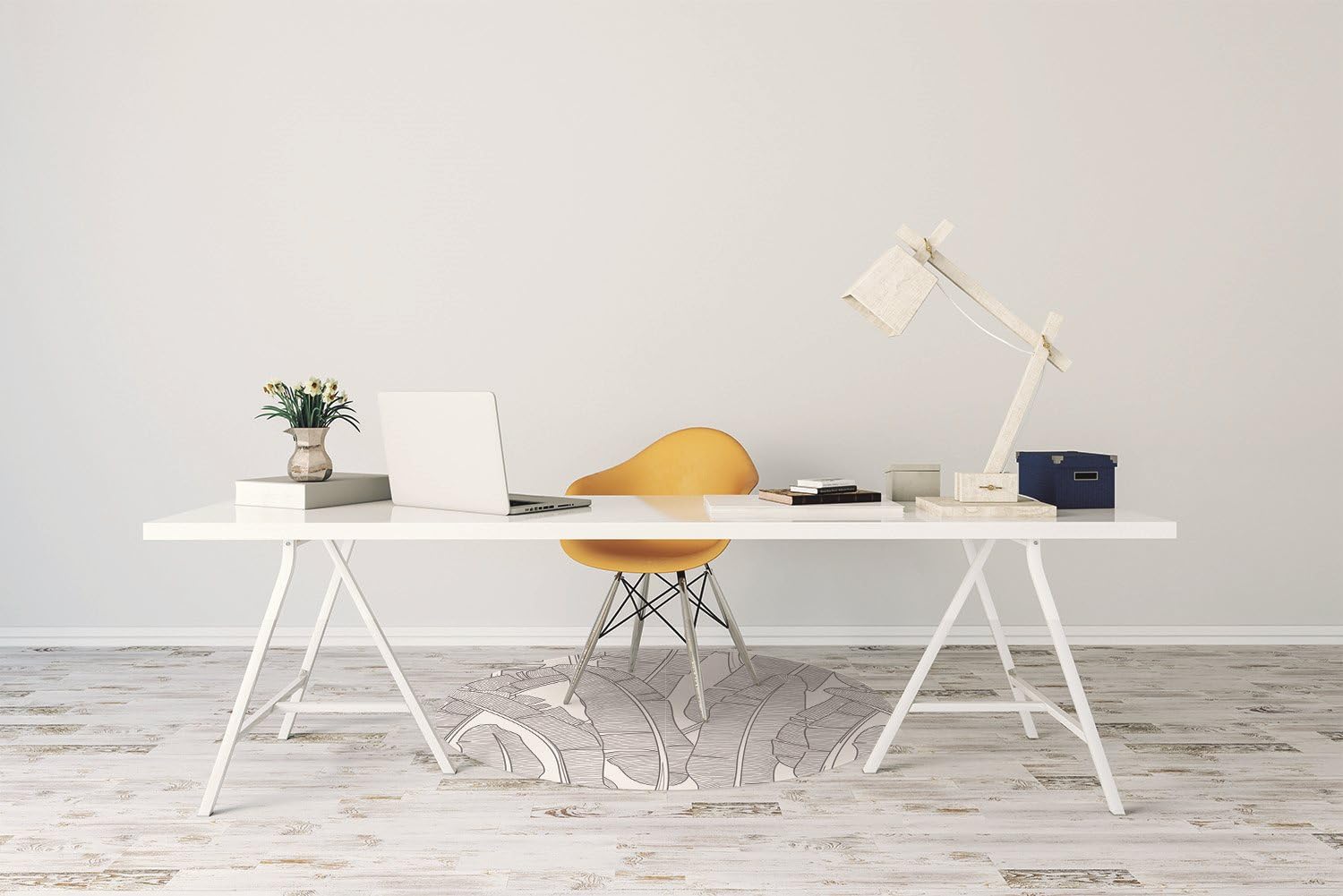 Tappetino per Parquet ø100 cm Rotondo per Ufficio a Casa Antiscivolo Protezione di Pavimenti Resistente ai Danni PVC Vinile Facile da Pulire Impermeabile - foglie di banano