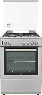 Hoover 60x60 Gas Cooker - 4 Burners, Full Gas Oven & Grill, Rotisserie, Auto Ignition, Cast Iron Pan Support, Safety Features, Stainless Steel, 1-Year Warranty, Made in Turkey - HGC-V64G-SP