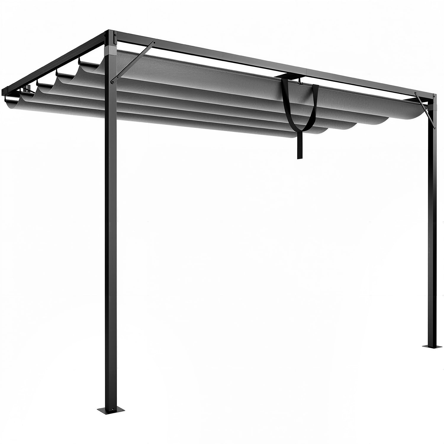 Gazebo, Metal Pergola with Retractable Roof, bigzzia Large Gazebo With Sun Shade Canopy Waterproof And SPF 15 With PU Coated Features For Patio Garden Party BBQ (2.51x2.44M Grey)